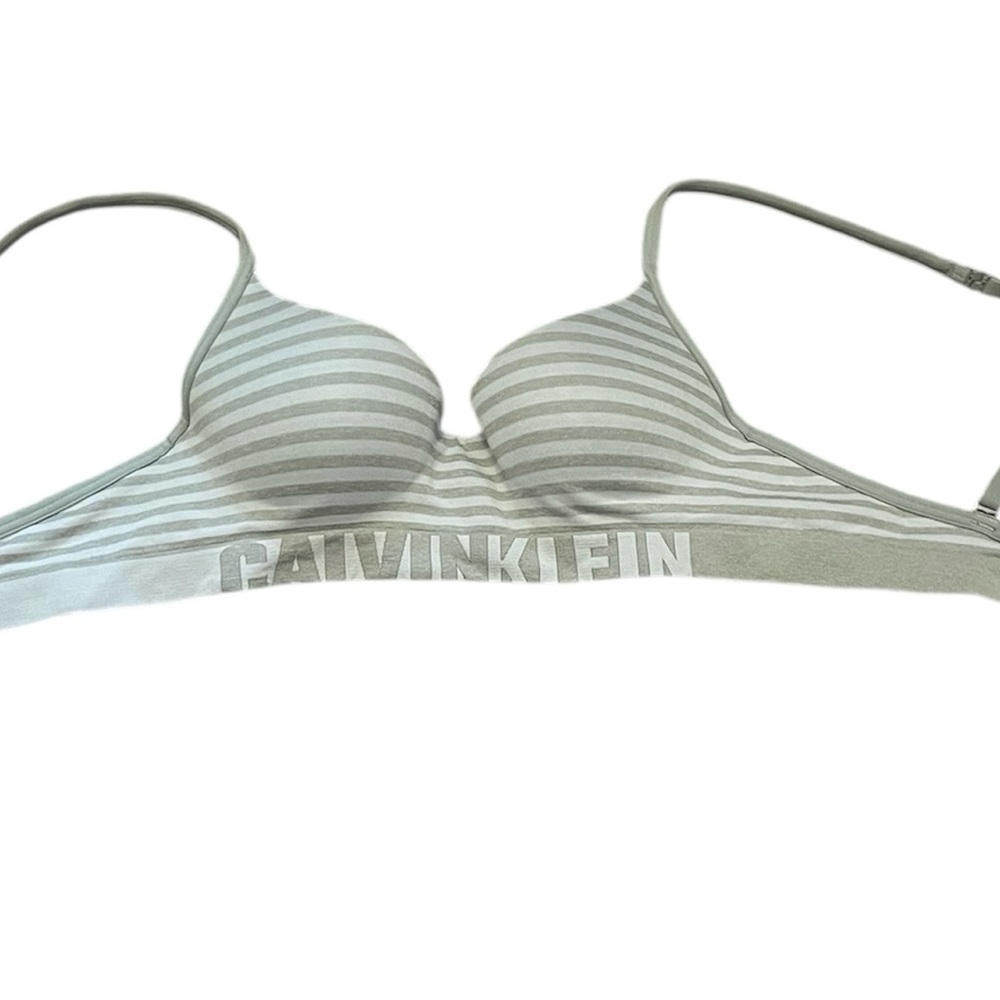 Calvin Klein Gray and White Striped Bralette Size 34b GUC